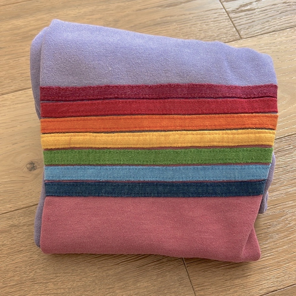 Rare! Aviator Nation S Lavender Rainbow 8 Stripe gently worn pants sold out - Picture 4 of 9